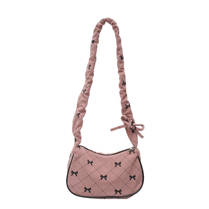 Универсальная женская холщовая сумка с бантом 2025 - Стильная, вместительная наплечная сумка розовый