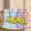 1PC Cartoon Corn Character 750ml Color Plastic Sports Water Bottle Leakproof Flip Straw Lid Suitable for Sports Office Home Use