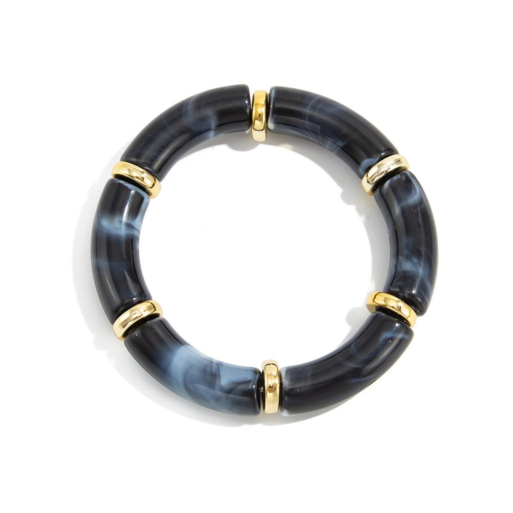 Modischer Stil Verschmierter Harz-Ellenbogen-Elastikarmband, Design-Sinn Leopardenmuster Bambusarmband Armband