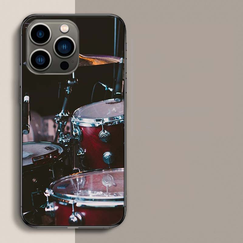 Musical Instrument Drum rock Phone Case For Apple Iphone 16E 16 17 Pro Max Air 15 Pro 14 Plus 12 13 Mini Cover Cute Fund