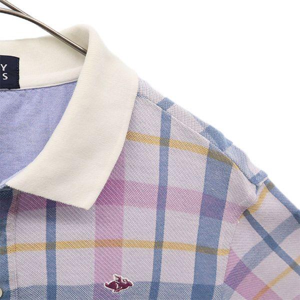 Pearly Gates Check Pattern Golf Short Sleeve Polo Shirt 4 Purple Men's Used