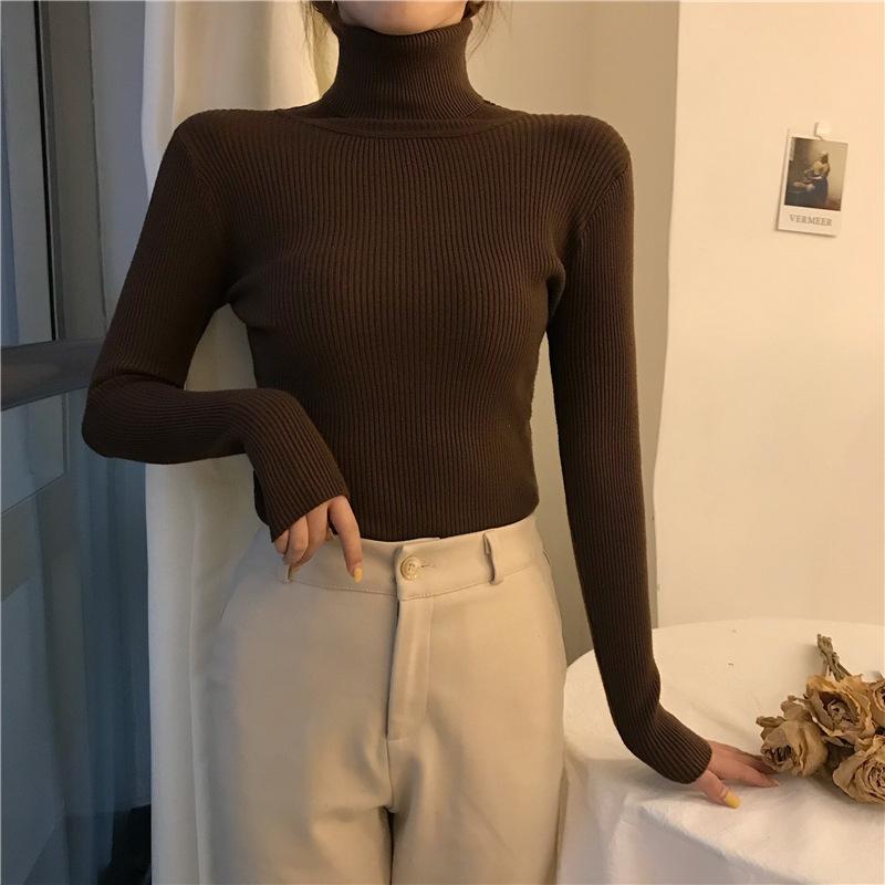 Autumn and Winter Solid Color Basic Versatile Turtleneck Thickened Long-sleeved Classic Slim-fitting and Thin Knitted Sweater