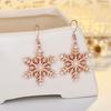 Elegant Micro Inlaid Snowflake Gold Large Earrings For Women Christmas Jewelry