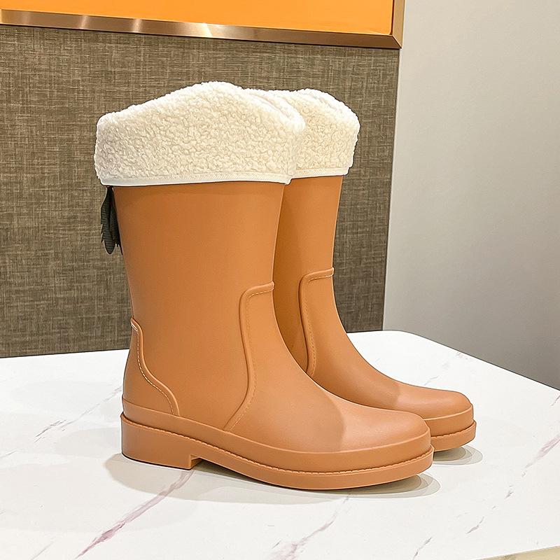 Medium Tube Women's Outdoor Water Shoes High Tube Rain Boots Fashion Rain Shoes Lightweight Rubber Shoes Kitchen Waterproof Overshoes