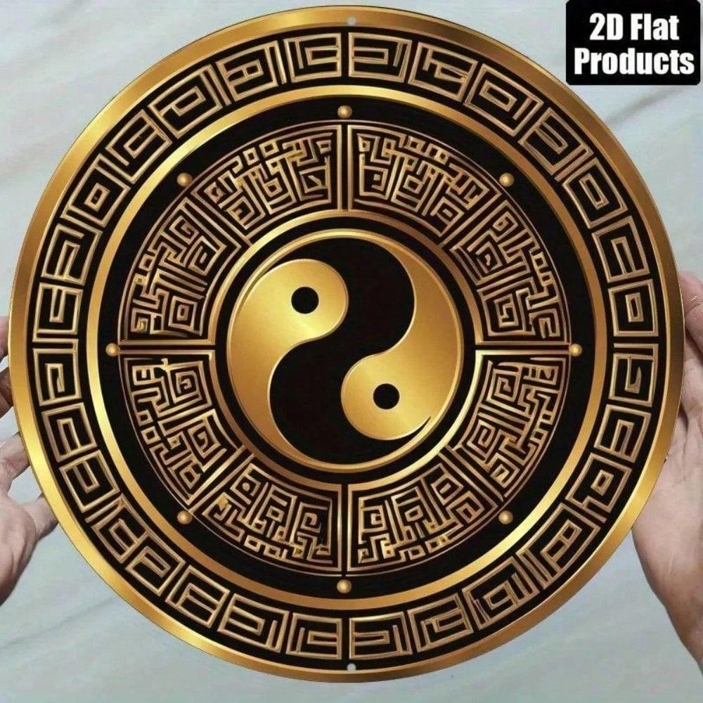 

Metal Wall Art Bagua Mirror Feng Shui 8x8 dsp 2D Aluminum Home Protection