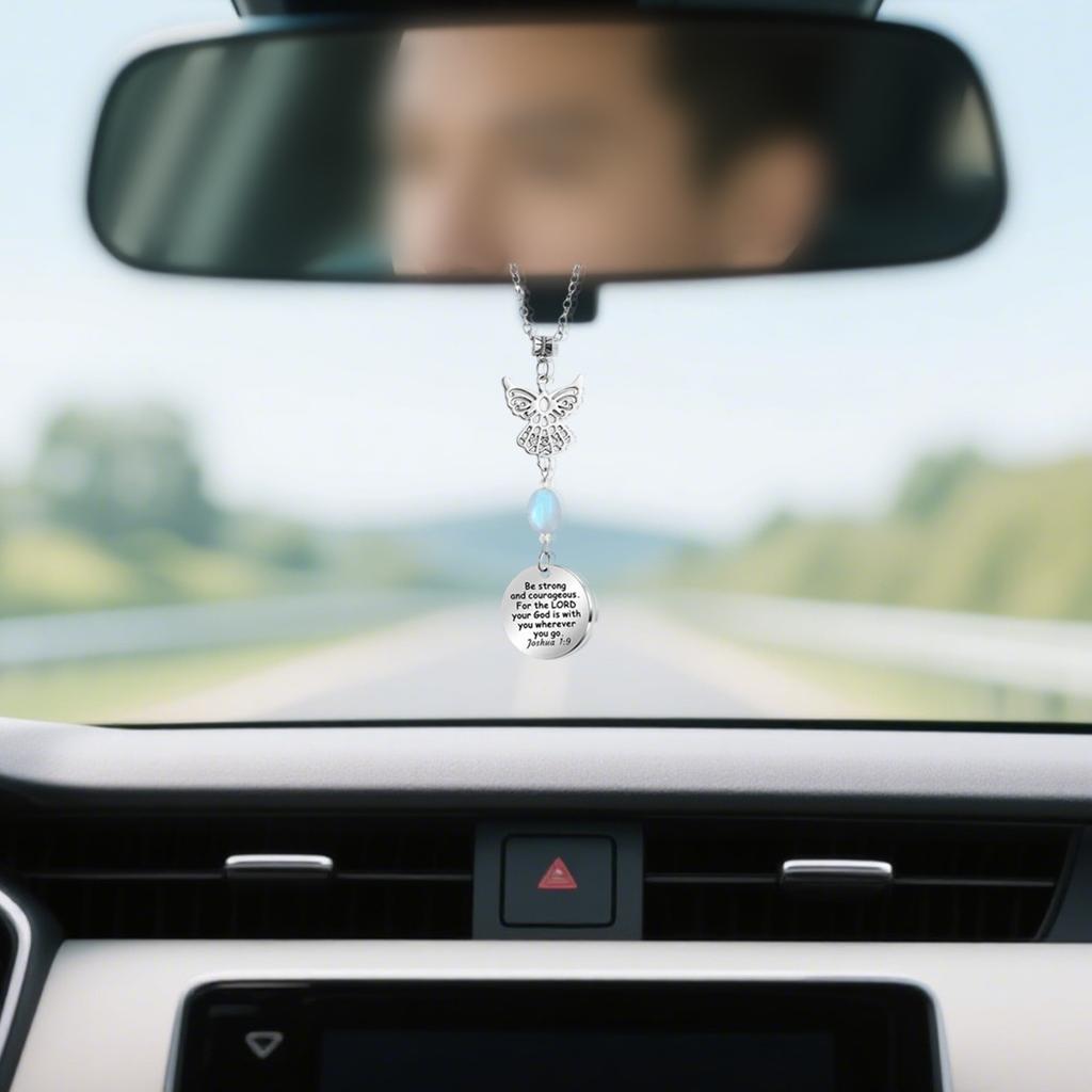 Angel Car Charm Rearview Mirror, Rearview Mirror Accessories, Car Bible Decoration, Rearview Mirror Charm Accessories New Driver Gifts