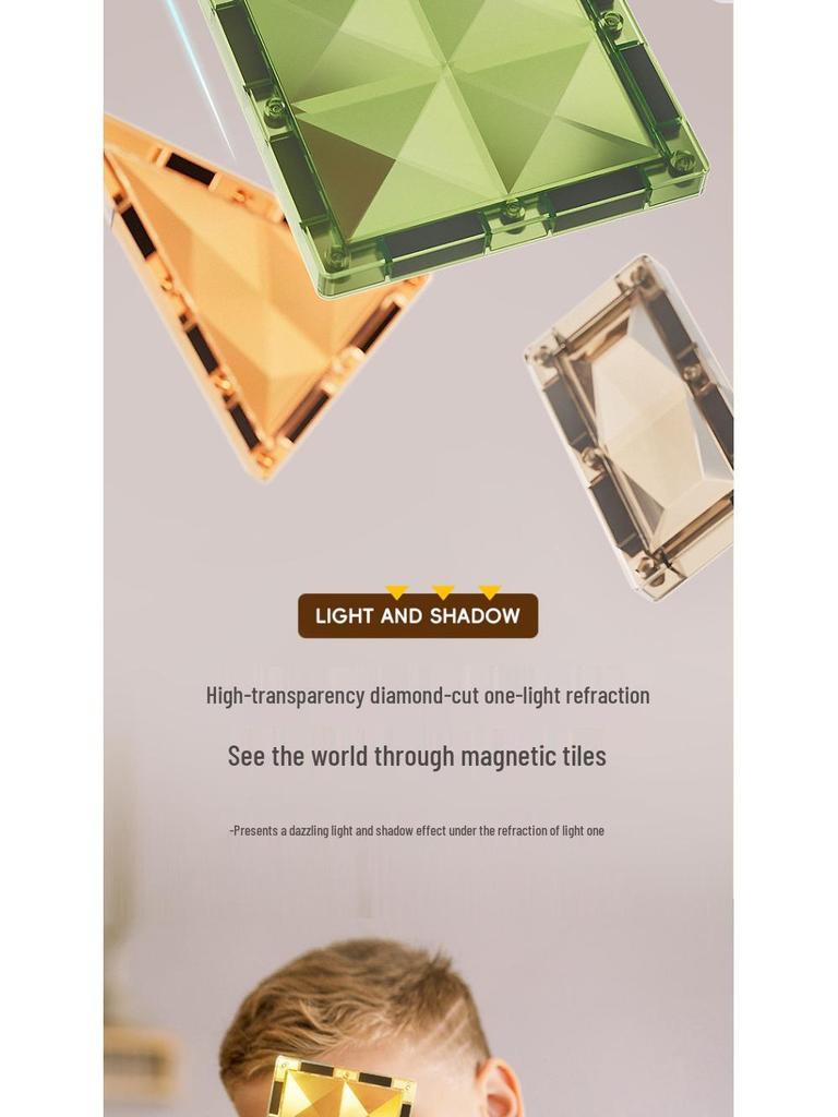 Jade Diamond Magnetic Tiles: Shape-Shifting, Stained Glass Educational Toys for Kids