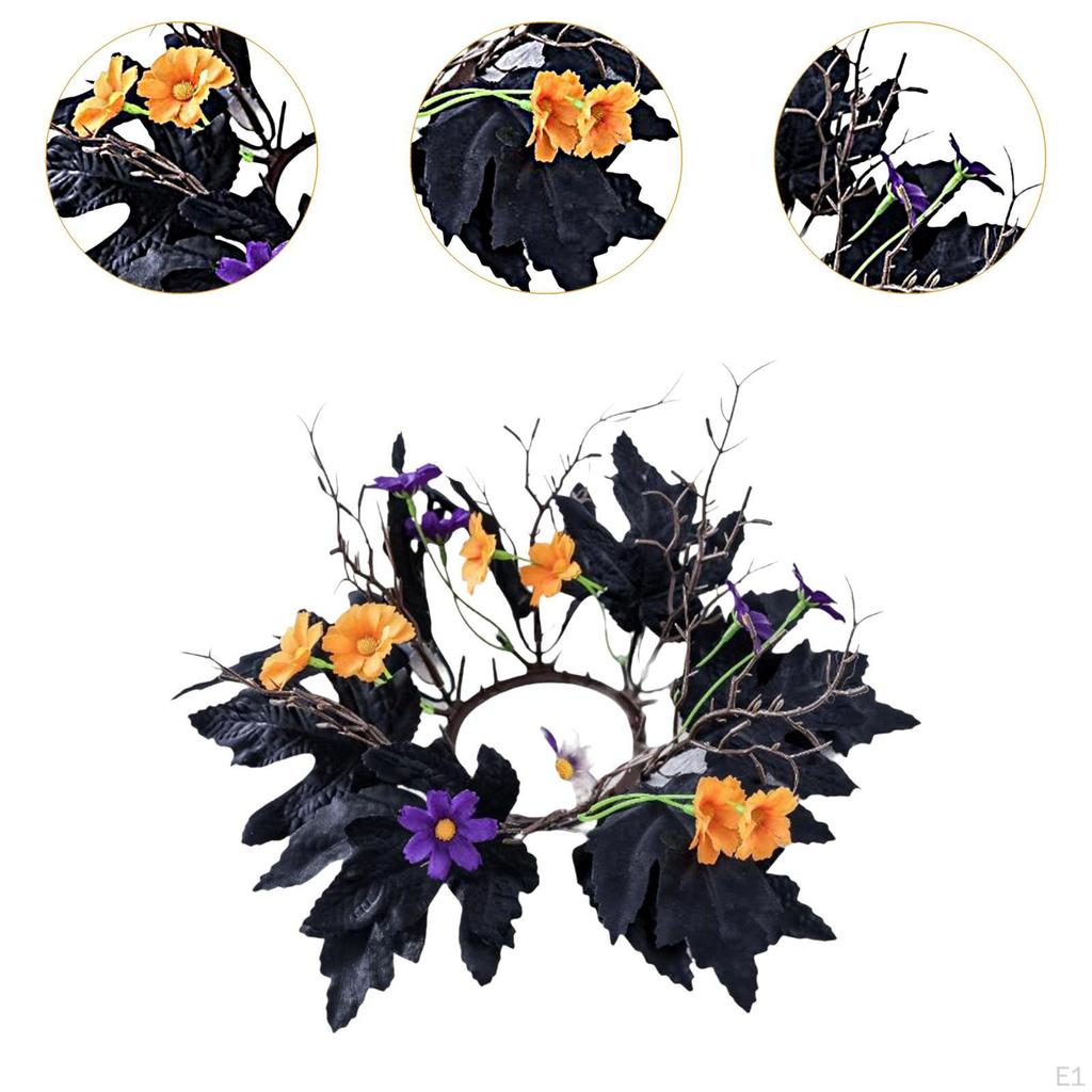 Halloween Ljusring Konstgjorda Löv Blommor Krans Bordsdekoration Café Högtid Bar