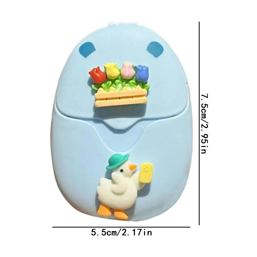 Boîte de Rangement de Feuilles de Savon Jetables de Dessin Animé Savon pour le Lavage des Mains Papier Savon Feuilles de Savon Rangement Portable pour Voyage en Extérieur Boîte de Rangement