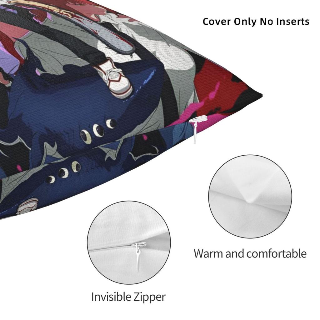 Chainsaw Man Reze Pillow Cases Makima Power Aki Denji Cushion Covers Novelty Throw Pillow Case Cover For Living Room 18"X18"