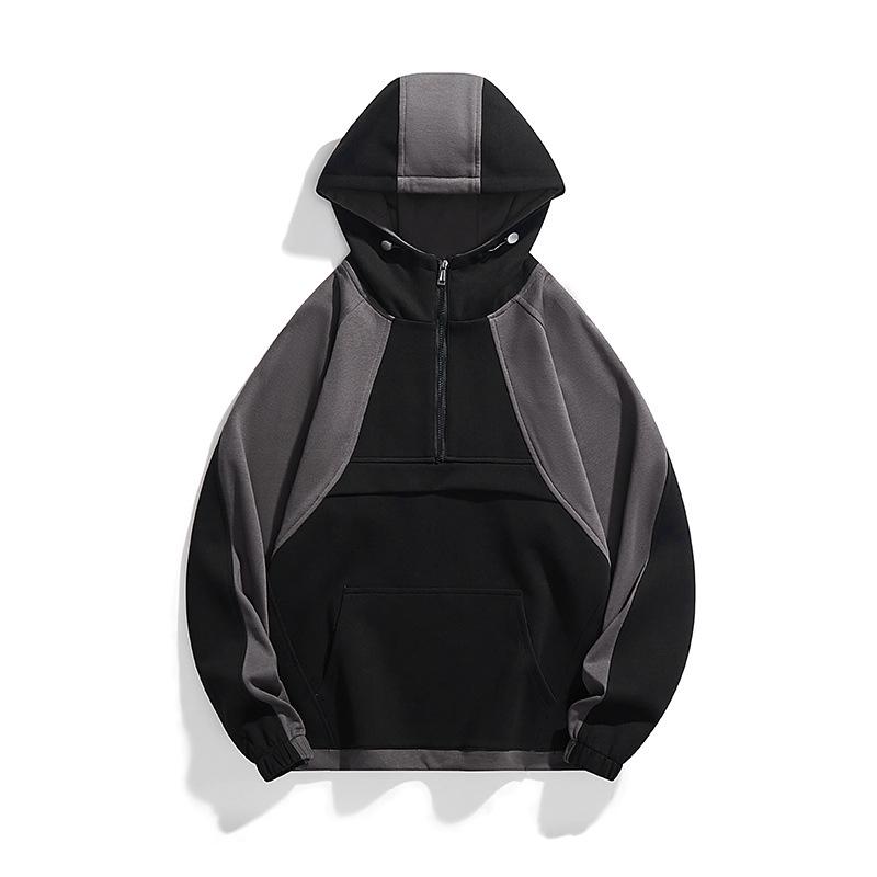 Весна и осень Новый стиль толстовка с капюшоном мужская повседневная универсальная рубашка подростковая открытая куртка контрастного цвета сращивания 3XL 5829₽