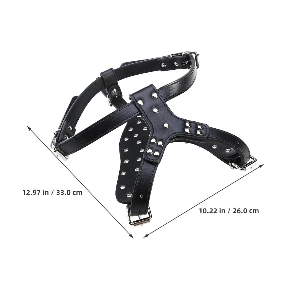 Adjustable PU Dog Harness with Metal Studs Round Head Spike for Walking Training Outdoor Travel Large Small Dogs Pet Supplies