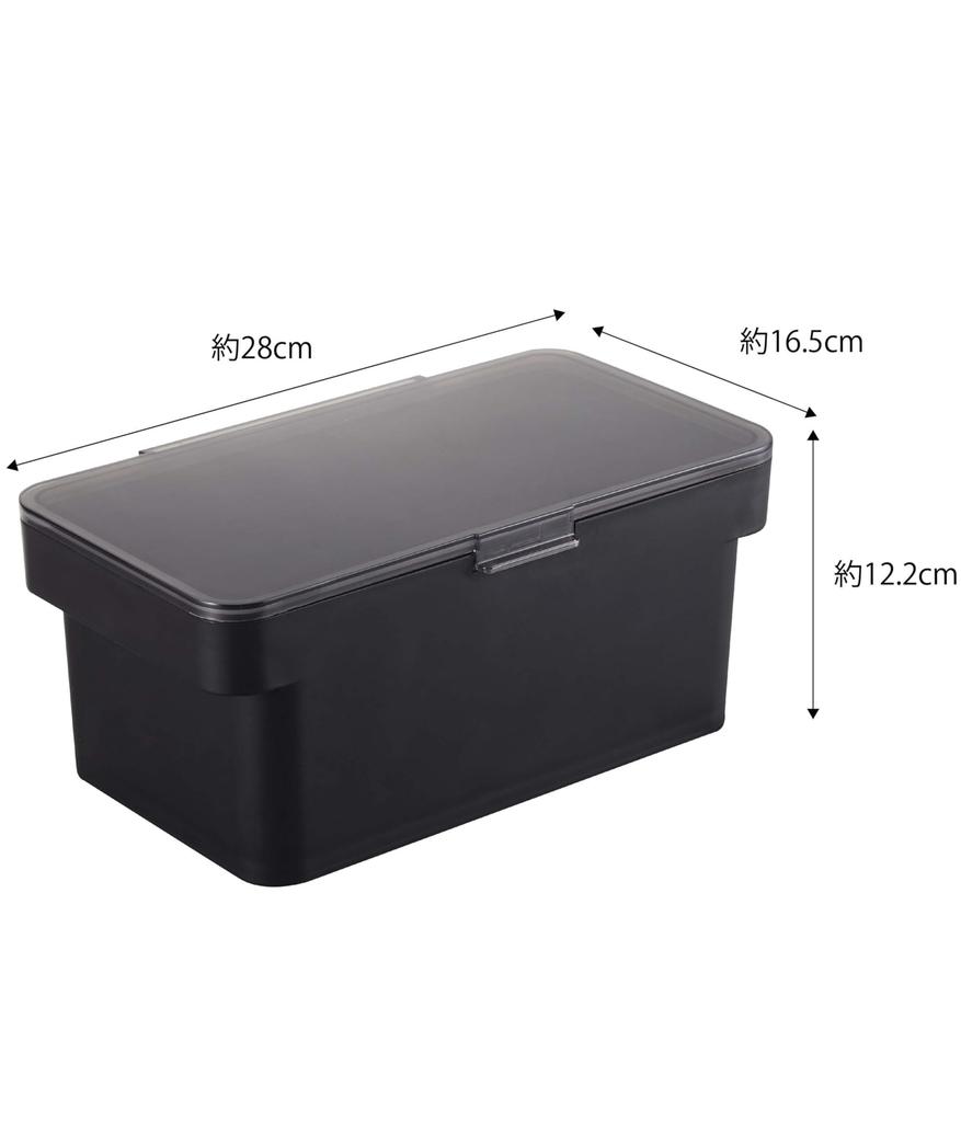 Yamazaki (Yamazaki Industries) Airtight Pickling Case with Water Drainer, Black, Approx. W28 x D16.5 x H12.2cm, Tower Series, Large Opening Transparen