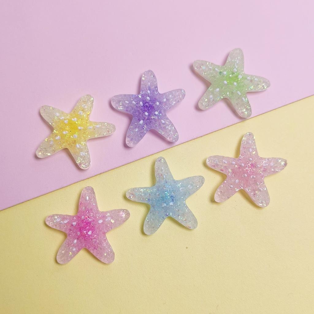 New 100Pcs Cute Colorful Starfish Shape Flatback Resin Cabochons Summer Sea Beach Animals Embellishments for Scrapbooking DIY