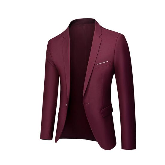 2Pcs/Set Suit Solid Lapel Long Sleeve Men Color Long Pants Set