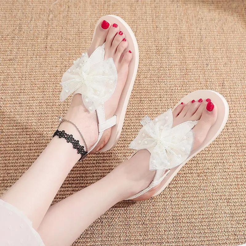 Fashion Casual Bow Open Toe Women's Sandals on Offer Low Price Original Anti Slip Hot 2025 Luxury Designer Asian Size Vip Ladies Shoes