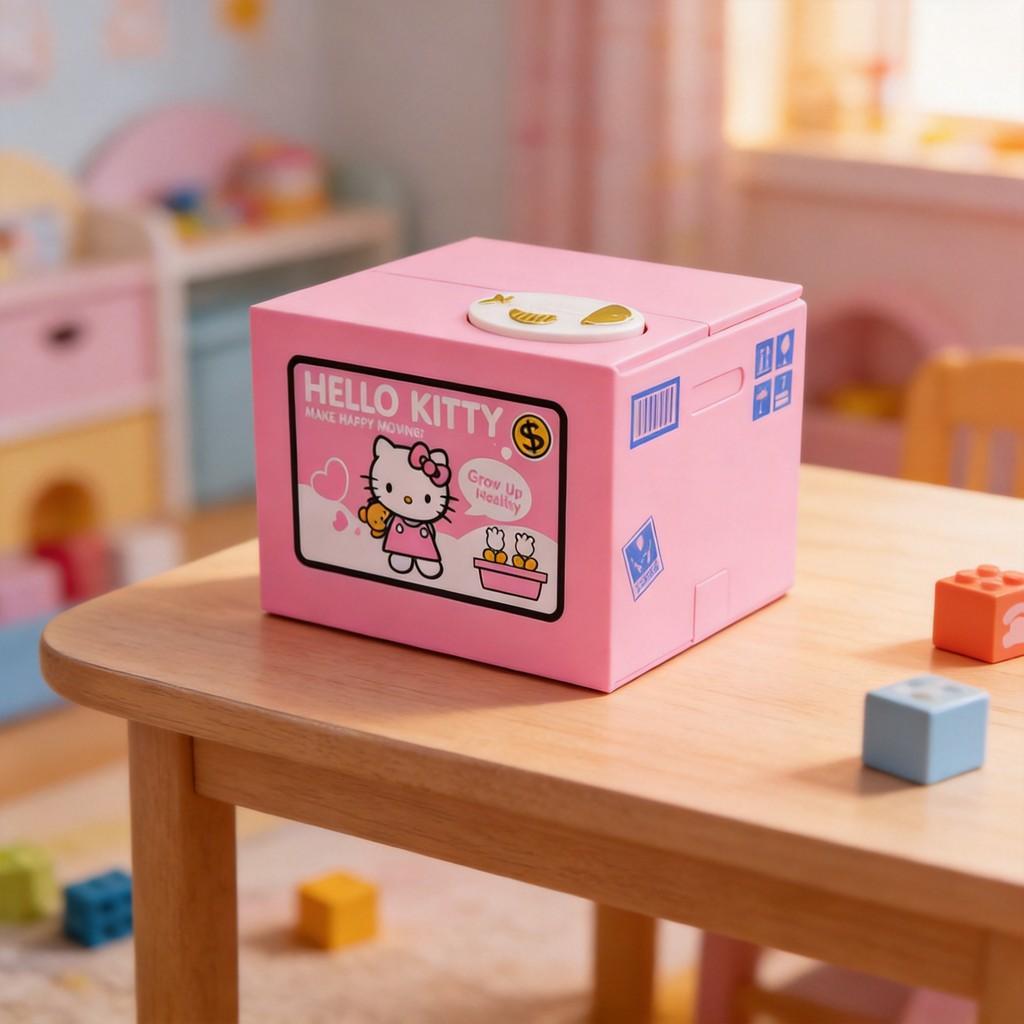 Hello Kitty Cartoon Resin Piggy Bank With Handcrafted Painting For Kids Gifts