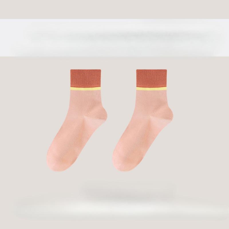 Female Spring and Summer New Simple Leisure Cotton Anti Bacterial Anti Odor Sweat Breathable Tube Socks