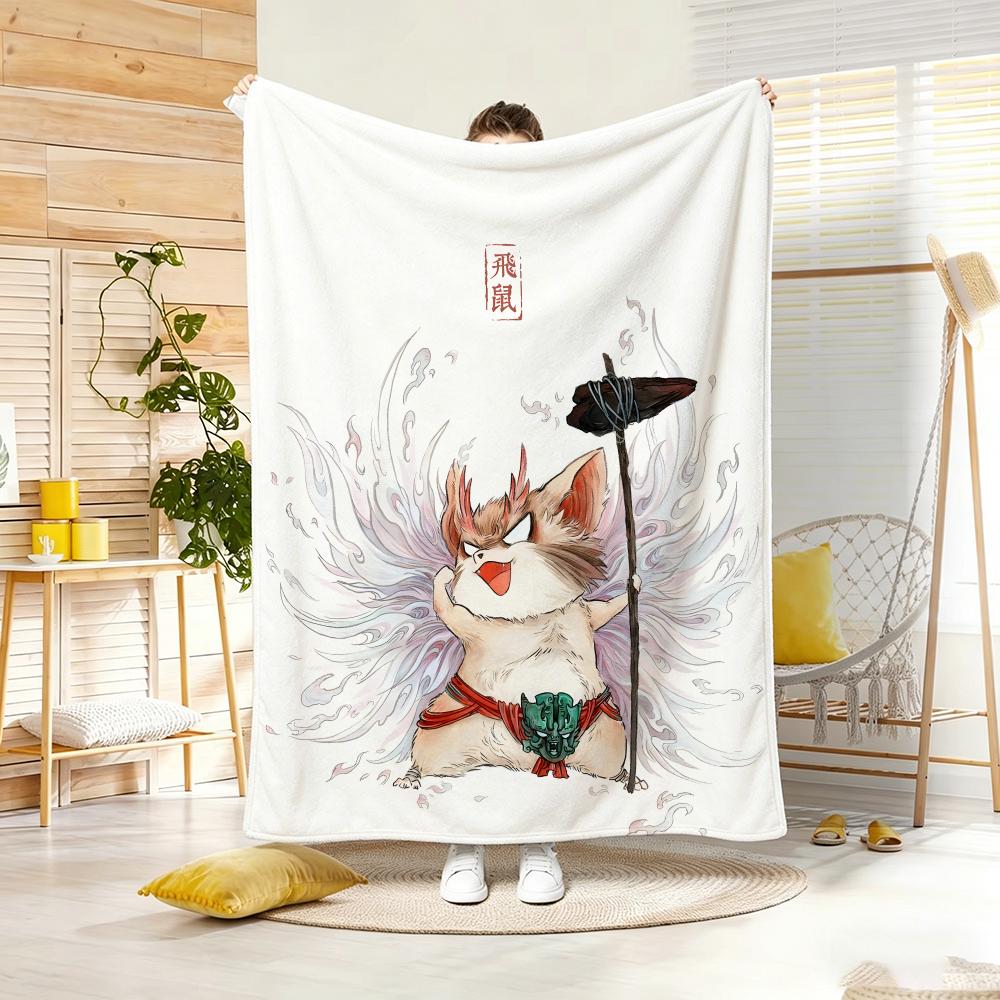 Cartoon S-Shan Hai Jing Beasts Throw Soft Warm Throw Blanket For Bedroom Living Room Bed Travel Camping Picnic Gift