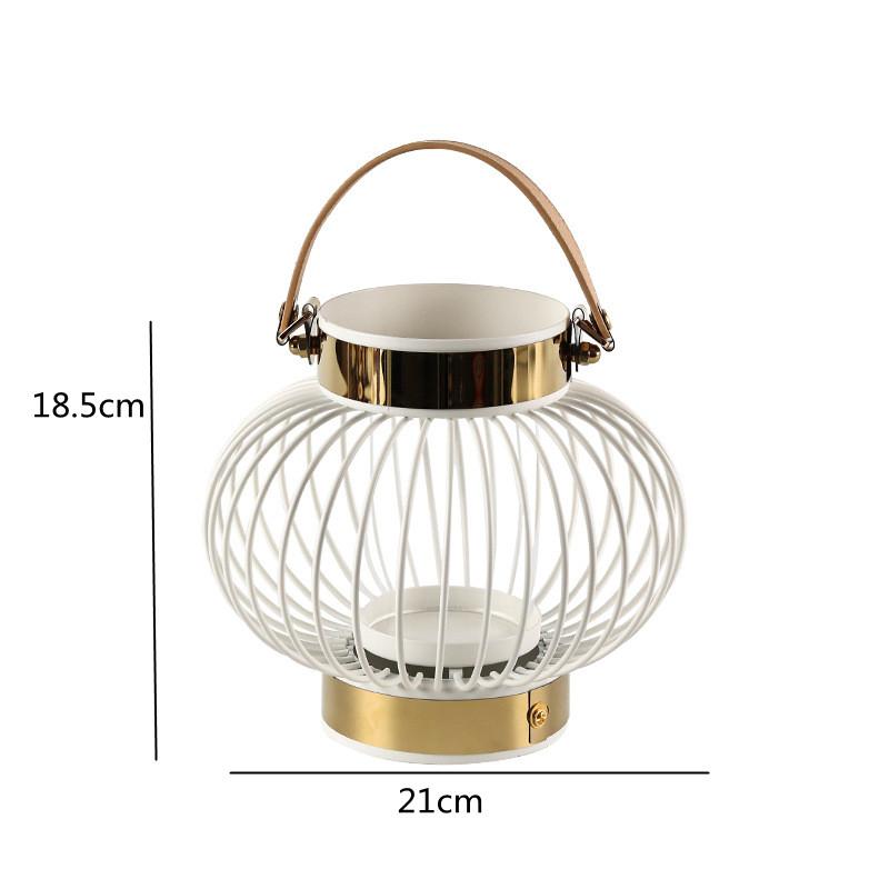 

Metal Leather Handheld Lantern and Candlestick Ornament, Living Room Decoration, Hotel, Dining Room Center Table Candlestick