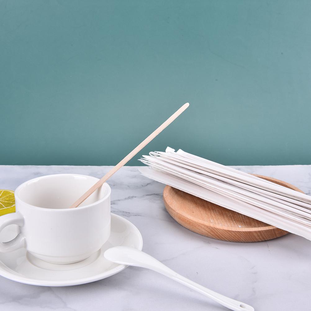 100ks jednorázových tyčinek na míchání Přírodní dřevěné čajové míchačky na kávu Potřeby pro kavárny