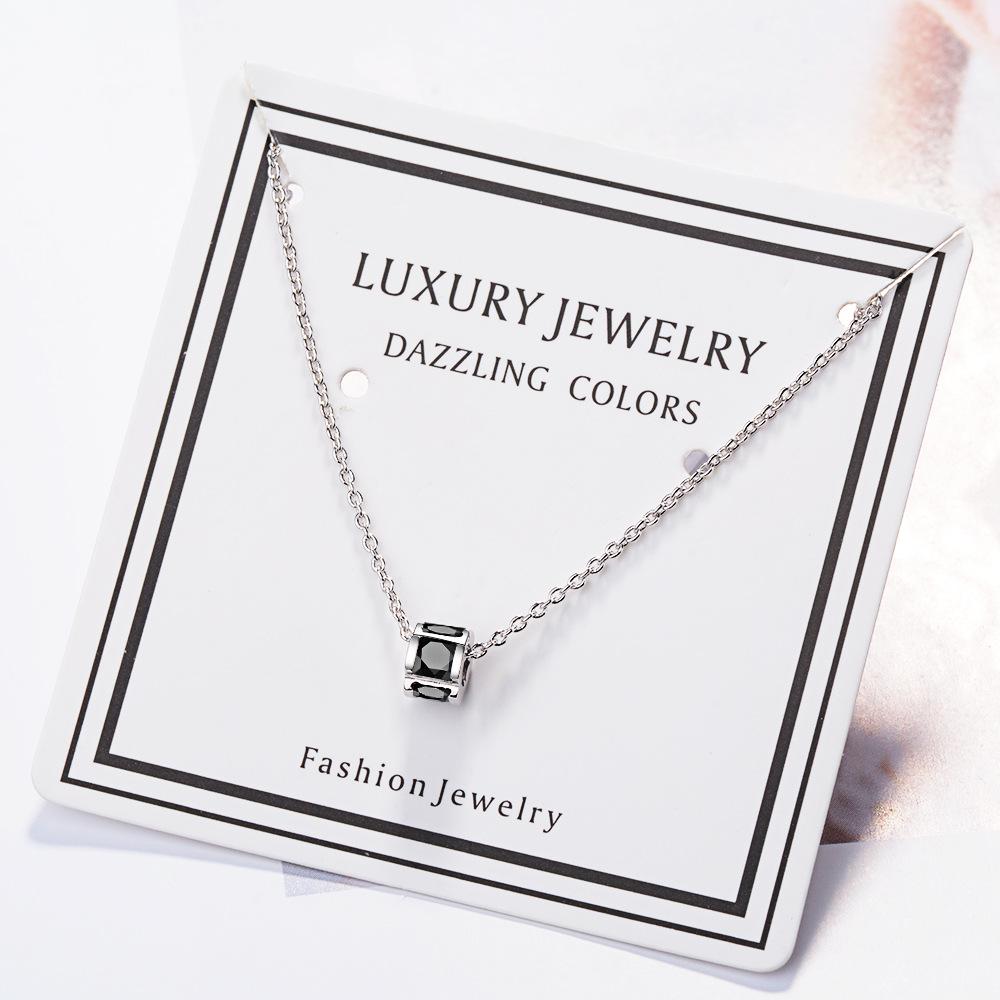 Short Necklace Cylindrical Zirconia Small Pendant Female Simple Sex Cold Wind Collarbone Chain Necklace Valentine's Day Gifts Romantic Accessories