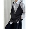 Women Black Gray Oversized Casual Knitting Vest New V Collar Sleeveless Sweater Fashion Spring Autumn Sweater Vests Clothes