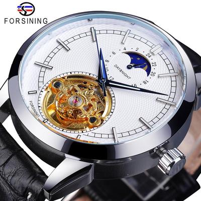 Montre mécanique automatique creuse pour hommes, mode décontractée, Phase de lune creuse sculptée, GMT1177-2-A