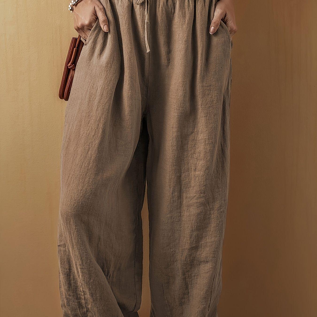 Women s Plus Size Casual Elastic Waist Cropped Pants 2XL