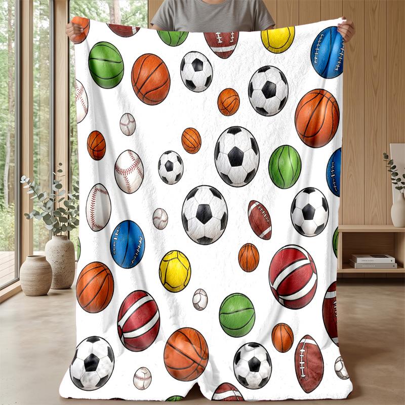 Sports Ball Collection 2 Theme blanket Lightweight Warm Flannel Blanket Decorative Throw Blanket for Home Decoration