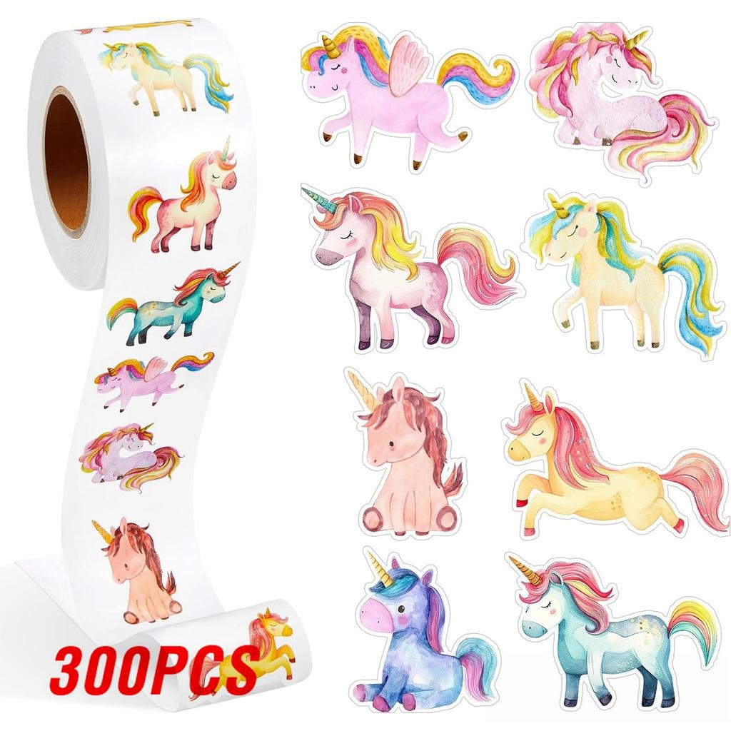 100-500pcs Cartoon Animal Unicorn Sticker Kids Reward Sticker Gift Decoration Label Encouragement Student Stationery Stickers