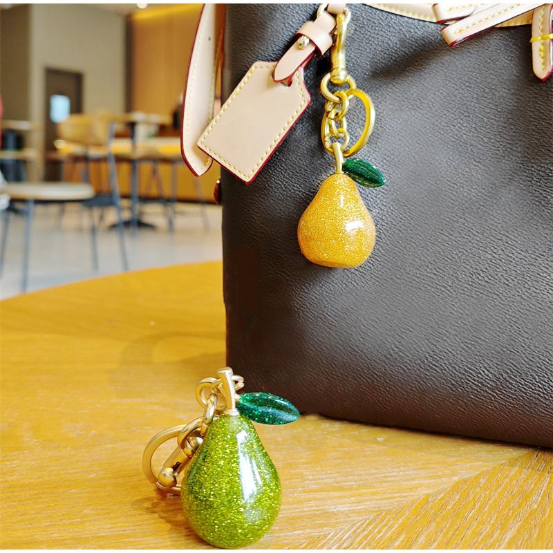 New Fruit Crystal Series Bag Hanging Pineapple Apple With Leaf Pear Bag Keychain Hardware Bag Accessory Exquisite Pendant Decors