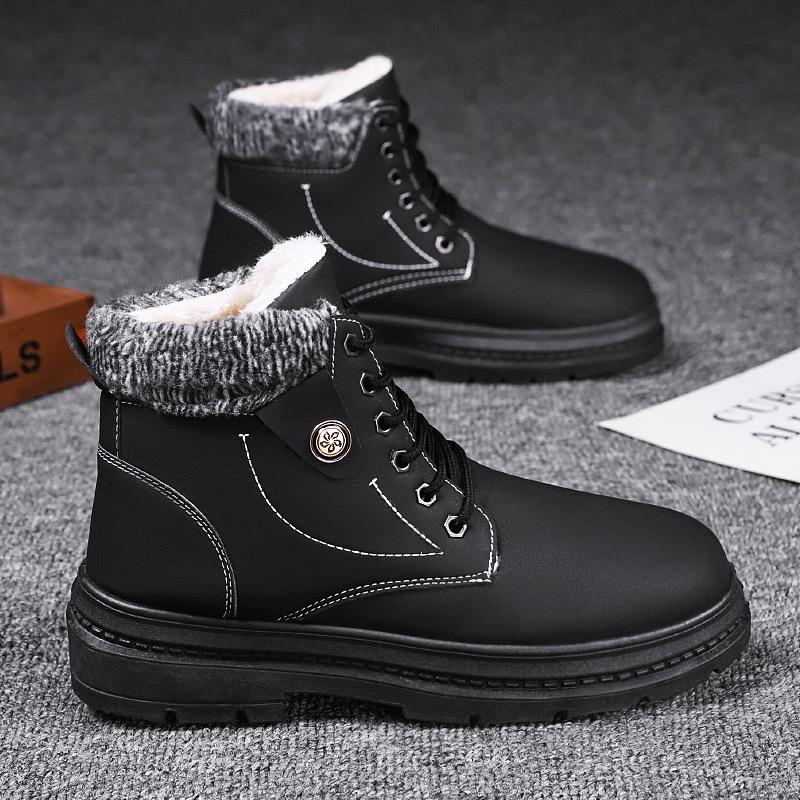 

High-top snow boots men s autumn new versatile cotton piled thickened warm cotton shoes Korean version casual tooling shoes tide 39