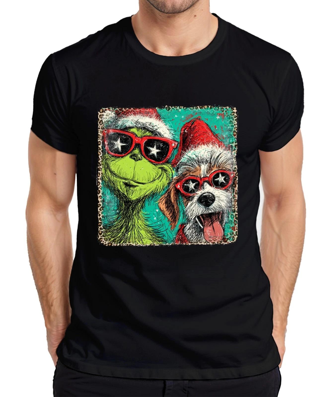 Weihnachten Grinch Hund Sonnenbrille lustig Geschenk Retro Herren T-Shirt S