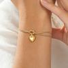Solid Heart Charm Bracelet 18K Gold Plated Hollow Heart Knot Snake Chain Stainless Steel Adjustable Hand Chain Jewelry Girl Gift