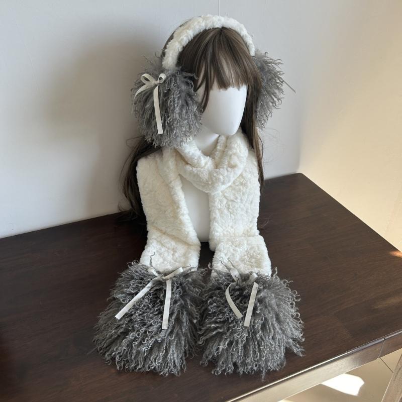 Bowknot Plush Ear Muffs for Cold Weather Fashion Ear Protective Ear Warmers Thick Furry Ear Muff for Women Skiing Hiking