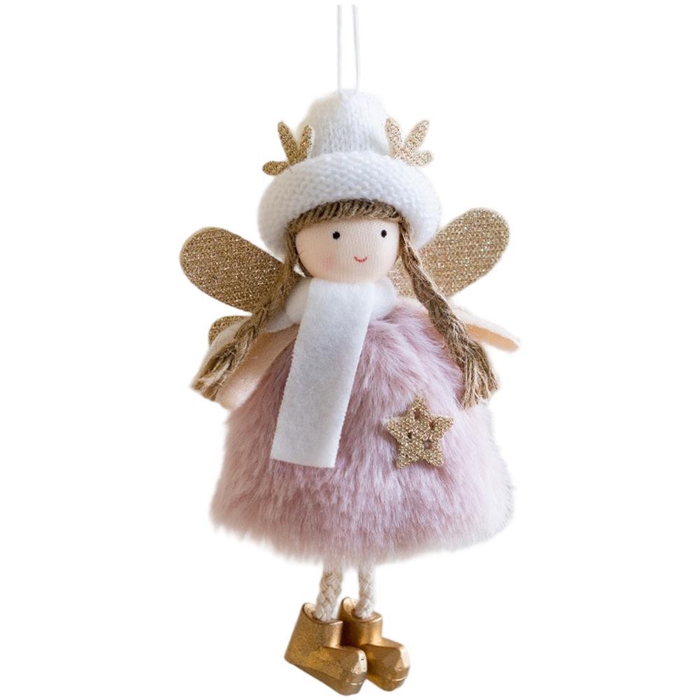 Christmas Seasonal Pendant with Angel Girl Wings Headband and Deer Antler Hair Clip for Holiday Home Decoration