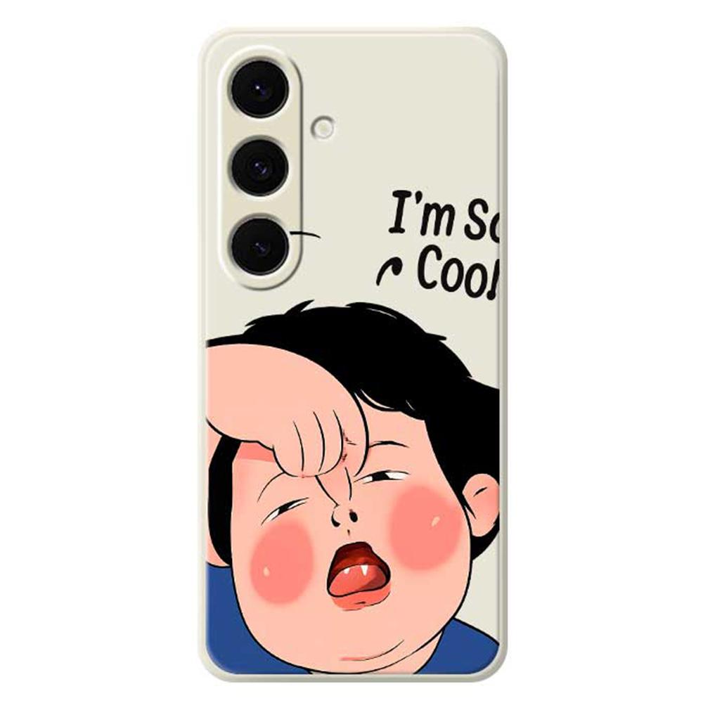 For Samsung Galaxy S24 FE Case Make Faces Kid Pattern Printing Straight Edge TPU Phone Back Cover