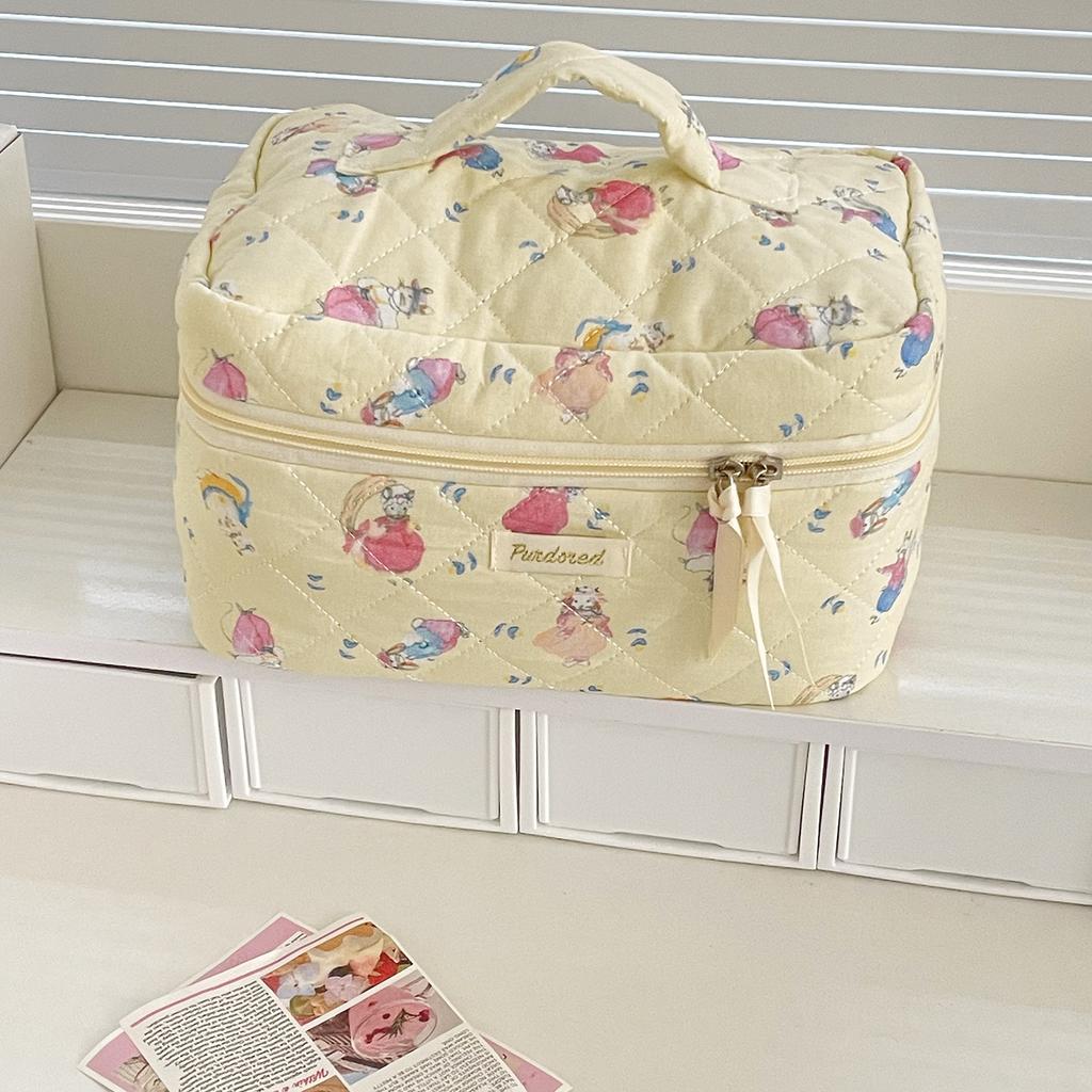 Cartoon Portable Cosmetic Bags for Women Travel Animal Print Toiletry Storage Ladeis Makeup Handbags Commuter Female Pencil Case