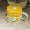 Cartoon Water Cup Cute Three-eyed Burger Mug Funny Underglaze Creative Ceramic Cup with Lid