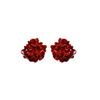 Orecchini a bottone smaltati a forma di fiore piegato 3D color rosso acceso per donna, personalità, temperamento, gioielli minimalisti
