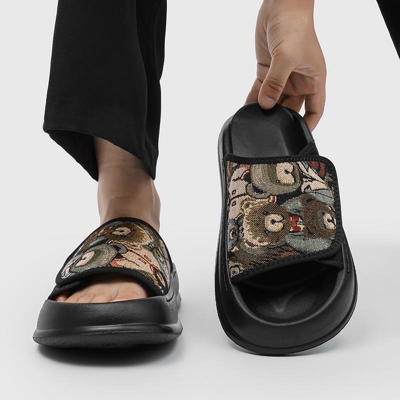 

Домашние тапочки модный бренд 2025 года тренд лето нескользящая мода новая верхняя одежда повседневная пляжная обувь 471209-J 38 чёрный