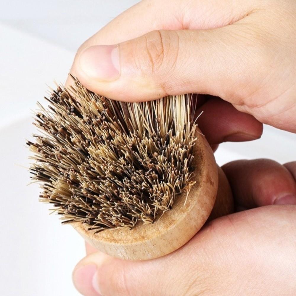 Wooden Handle Dish Scrub Brushes Handheld Scrubbing Brush Cleaning Scrubbers  for Bowls Plates Pot
