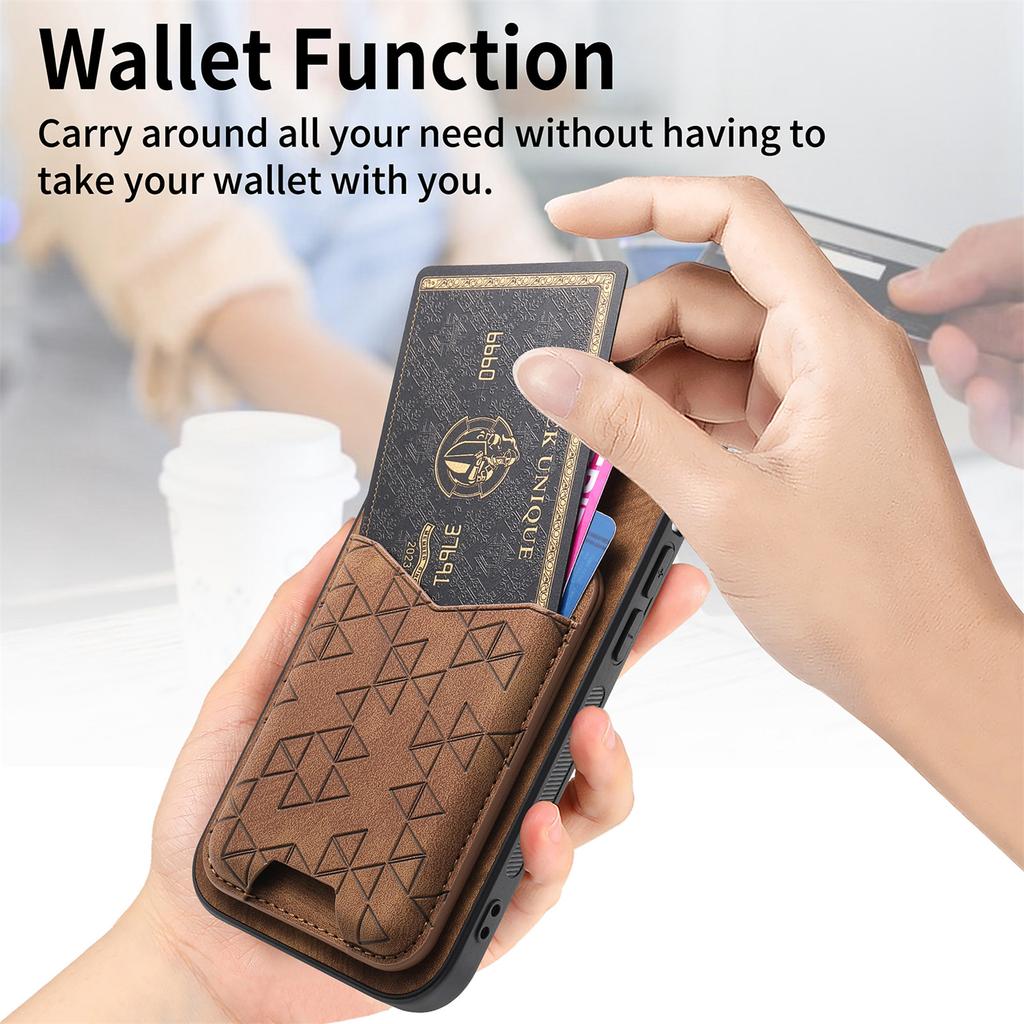 For Google Pixel 7a Case Imprinted Pattern Card Holder Kickstand Leather Back Cover