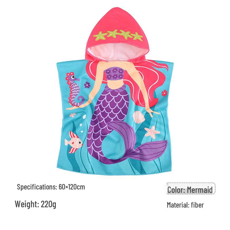 

Kids Quick-Dry Cartoon Swim Cape - Wearable Bath Towel with High Absorption 60*120cm