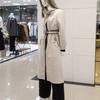 Women's Color Block Long Trench Coat with Detachable Hoodie