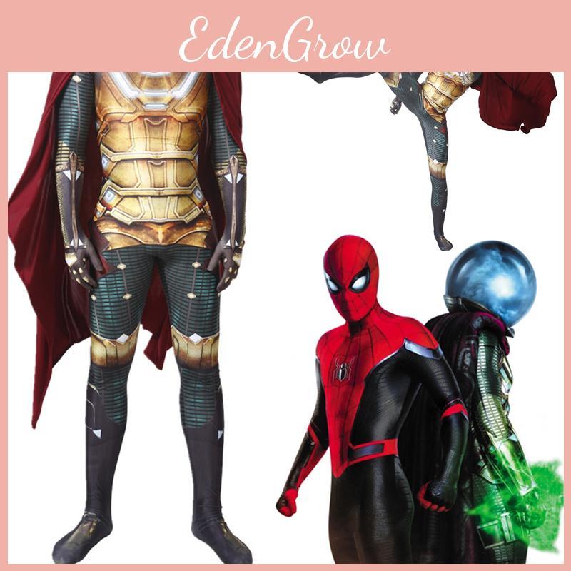 Costume do Mysterio de Homem-Aranha Longe de Casa com Macacão Detalhado e Capa**