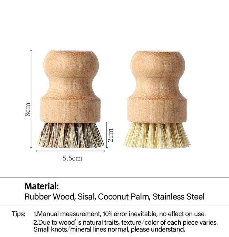 Eco-Friendly Durable Portable Kitchen Cleaning Brush Wooden Dish Brush with Natural Sisal And Coconut Fiber for Zero Waste Home