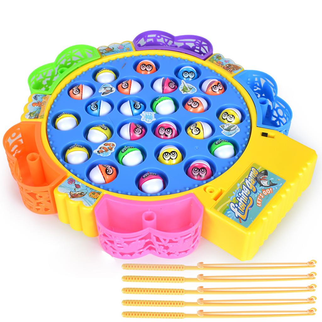 Electric Music Rotating Fishing Disc, Magnetic Fishing Rod Set Puzzle Early Education Toy, Children'S Interactive Toy