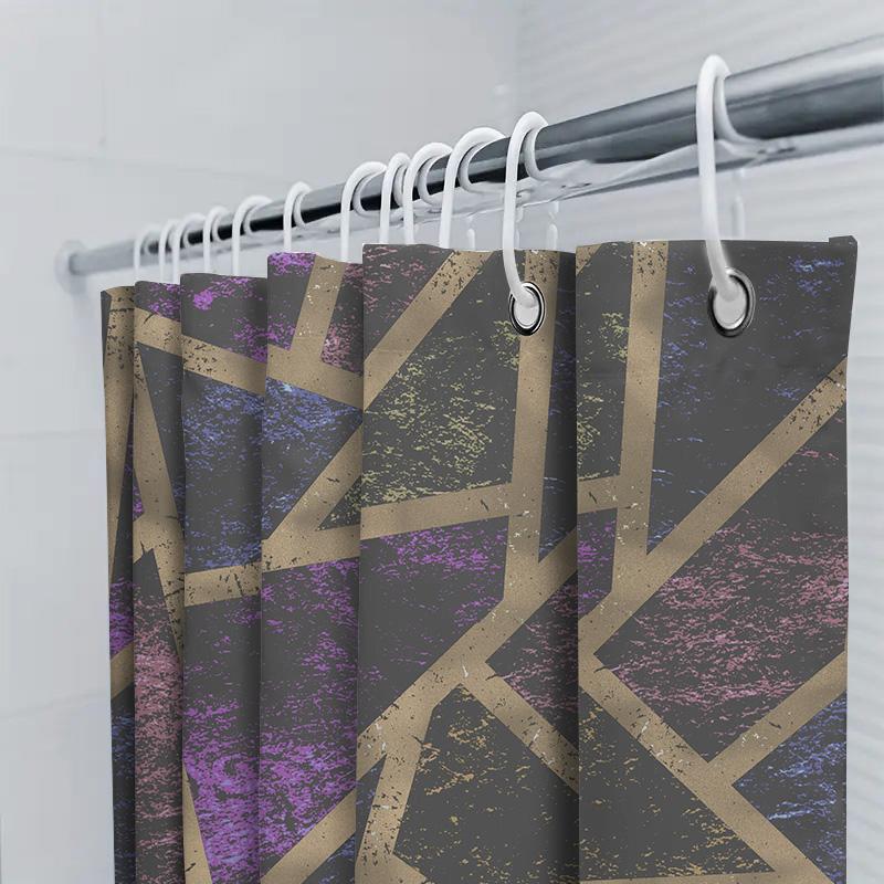 Unique Geometric Pattern Shower Curtain Modern Waterproof Fabric Bathroom Decoration Black Purple Blue Yellow Gold Pink Decorati